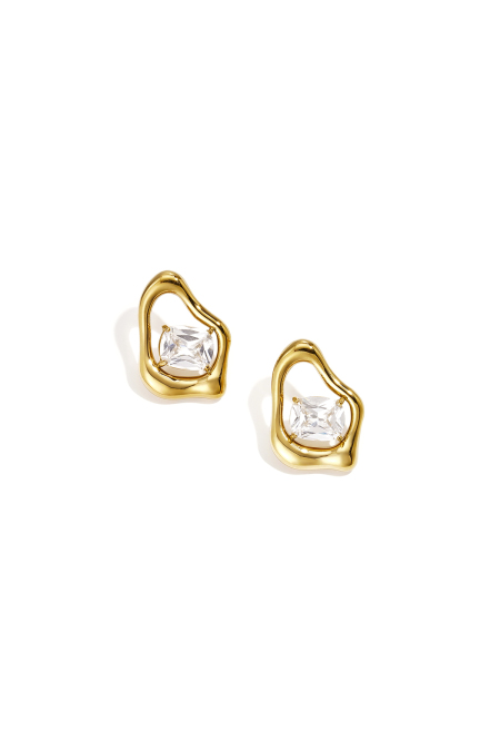 Boucles D'Oreilles Puces En Acier Inoxydable, Forme Irrégulière, Collection Simple Simple, Bijoux Pour Femmes