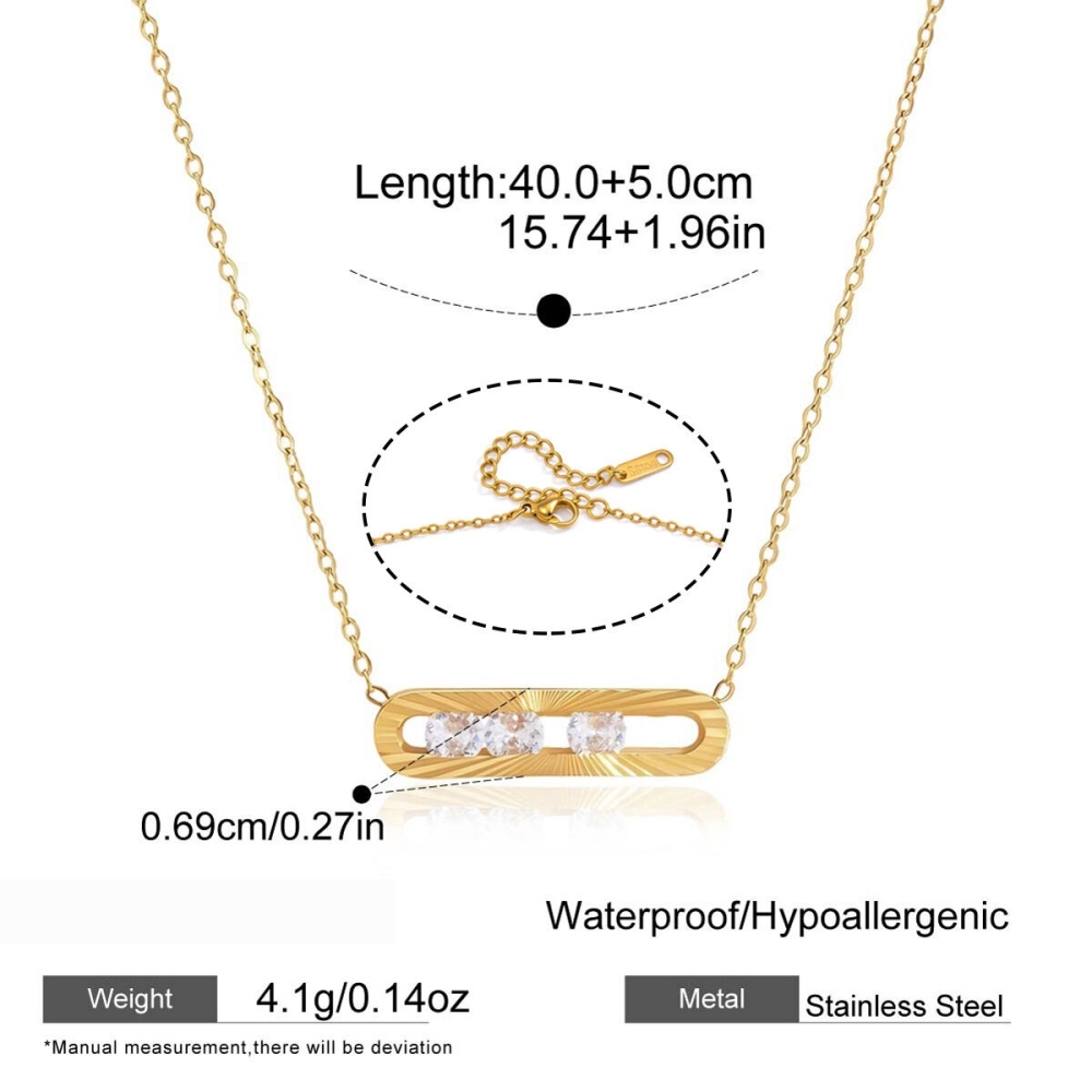 Colliers Pendentifs Pour Femmes En Acier Inoxydable De Forme Géométrique, Étanches, Couleur Or Et Zircon