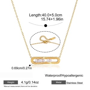 Colliers Pendentifs Pour Femmes En Acier Inoxydable De Forme Géométrique, Étanches, Couleur Or Et Zircon h5