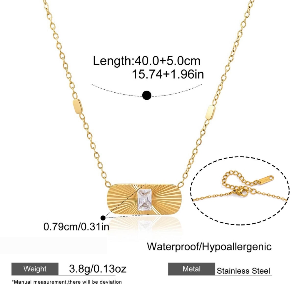 Colliers Pendentifs Pour Femmes En Acier Inoxydable Doré, En Forme De Cœur Rectangulaire, Avec Zircon Et Monture En Forme De Rectangle