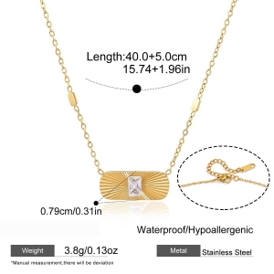 Colliers Pendentifs Pour Femmes En Acier Inoxydable Doré, En Forme De Cœur Rectangulaire, Avec Zircon Et Monture En Forme De Rectangle h5