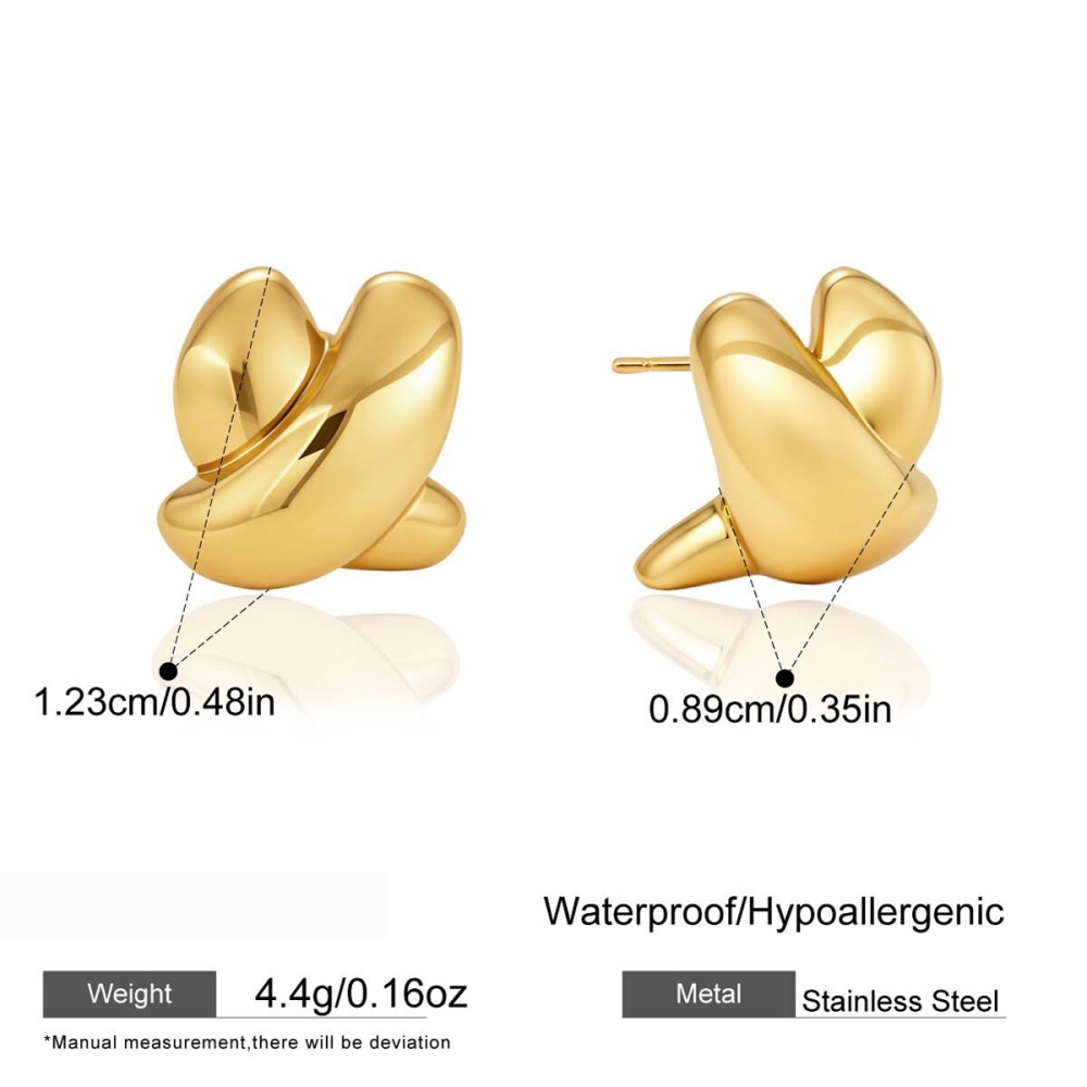 Boucles D'Oreilles Puces Pour Femmes En Acier Inoxydable Étanche, En Forme De X, Couleur Or