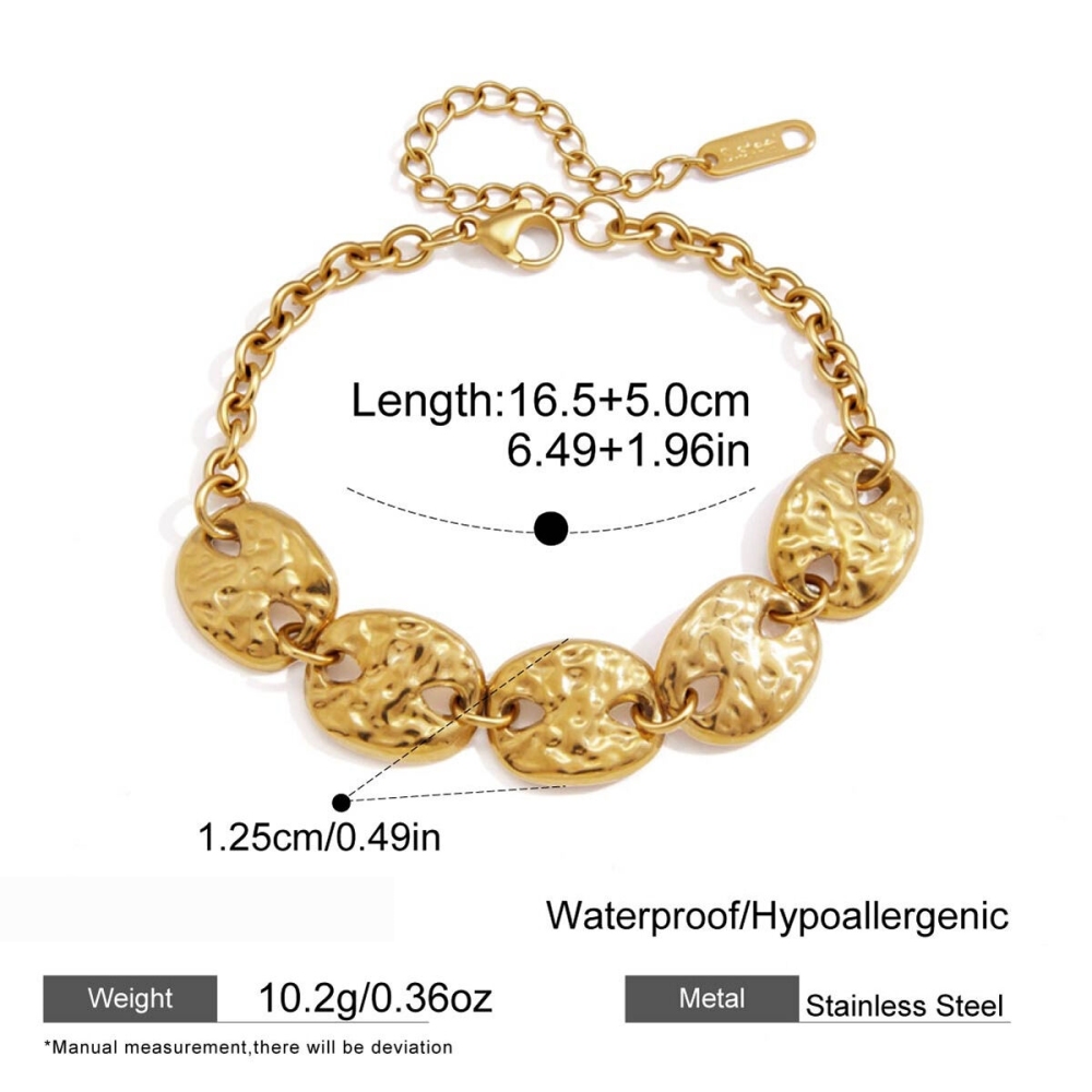 Ensembles De Colliers Pour Femmes En Acier Inoxydable Imperméable, Motif Marteau Rétro, Couleur Or Et Zircon.