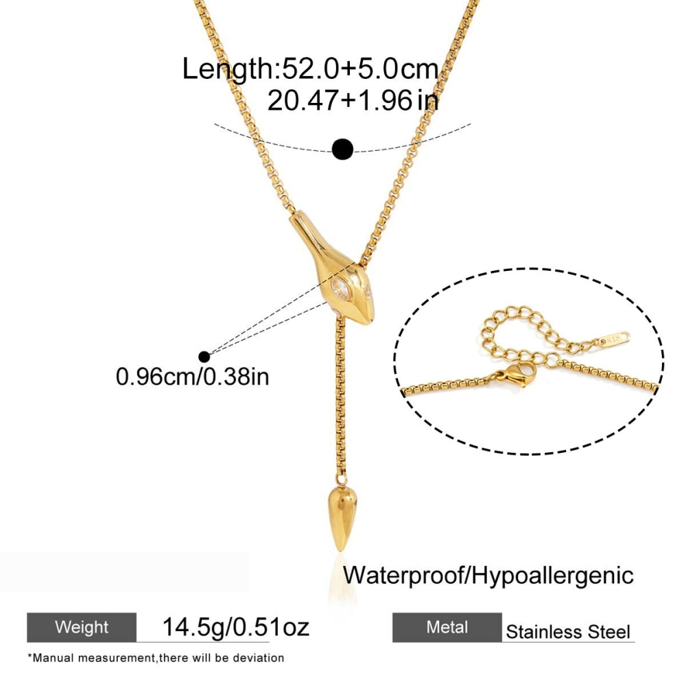 Colliers Pendentifs Pour Femmes En Acier Inoxydable, Forme Serpent, Couleur Or, Strass Et Zircon, Étanches 