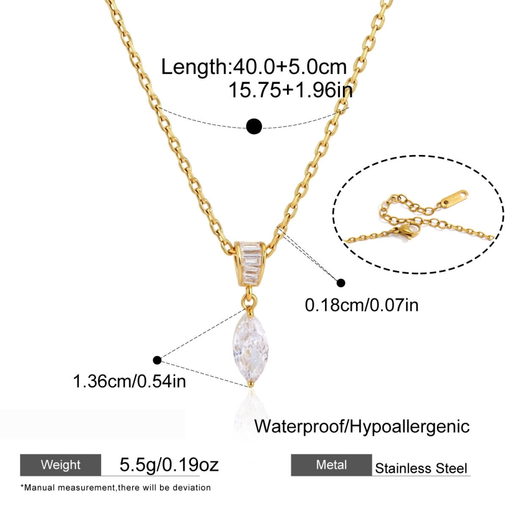 Colliers Pendentifs Pour Femmes En Acier Inoxydable, Couleur Or, En Forme De Goutte Simple, Étanches, Avec Zircon. 