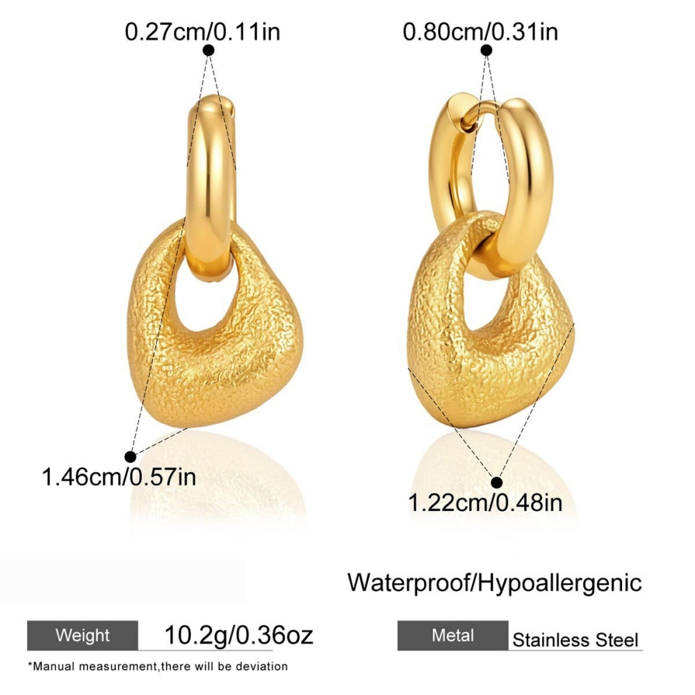Boucles D'Oreilles Pendantes Pour Femme, Style Rétro Géométrique, En Acier Inoxydable, Couleur Or, Étanches.