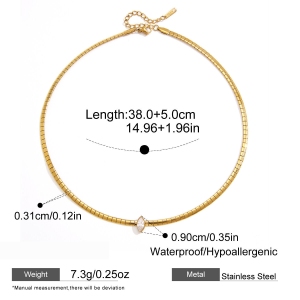 Colliers Pendentifs Pour Femmes En Acier Inoxydable, Couleur Or, Avec Zircon En Forme De Goutte h5 