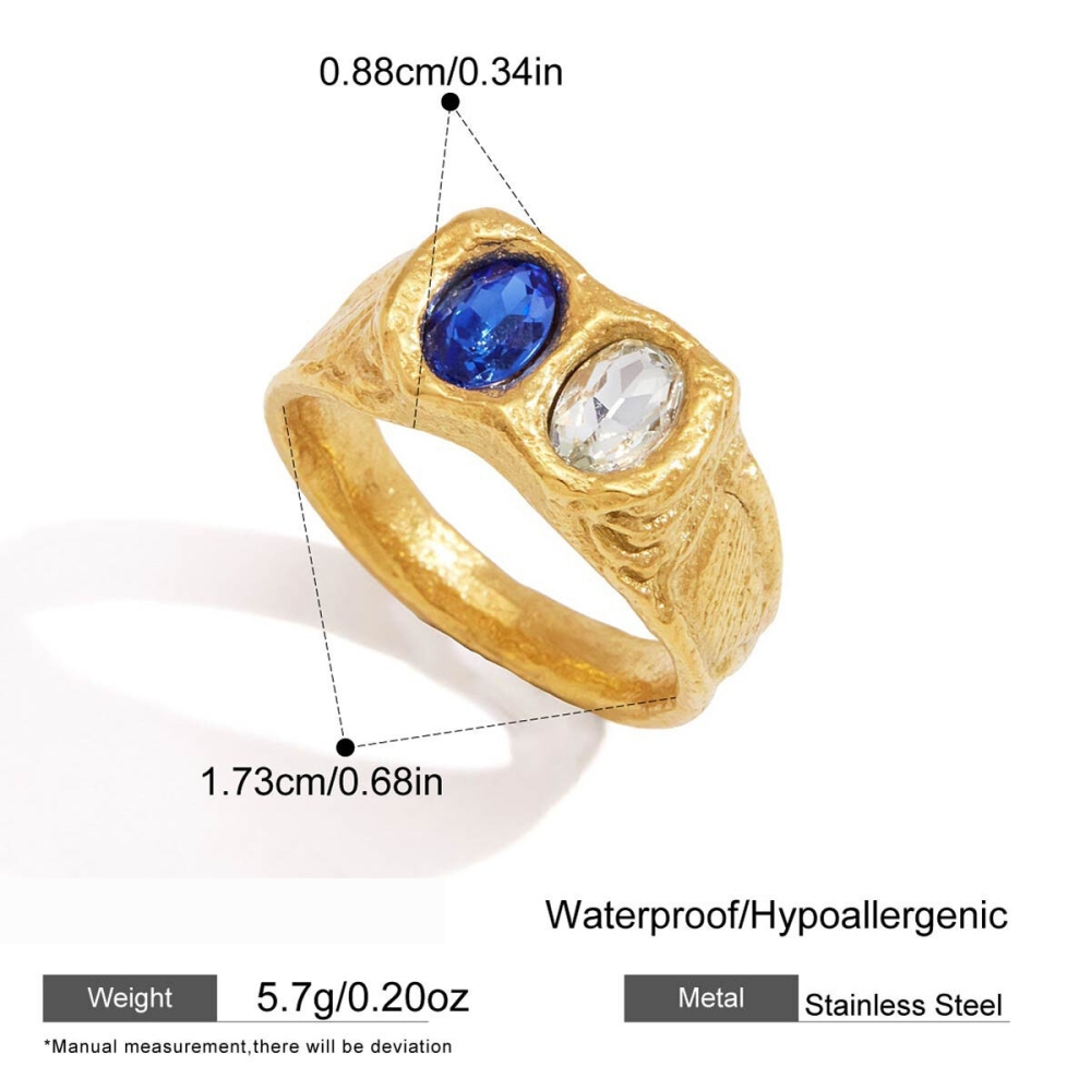 Bagues Pour Femmes En Acier Inoxydable Doré, Style Rétro, Étanches, Serties De Zircon Et Ornées De Pierres Précieuses. Collection Luxueuse. 