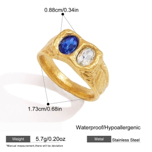 Bagues Pour Femmes En Acier Inoxydable Doré, Style Rétro, Étanches, Serties De Zircon Et Ornées De Pierres Précieuses. Collection Luxueuse. h5 