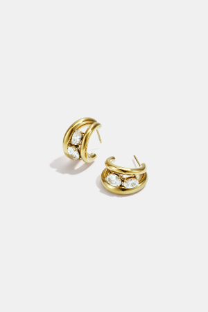 Boucles D'Oreilles Créoles En Acier Inoxydable, Forme Géométrique, Collection Simple Pour Le Quotidien, Bijoux Pour Femmes h5 