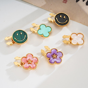 Boutons De Manchette En Alliage Simple Series Daily Flower Avec Trèfle Souriant h5 Image3
