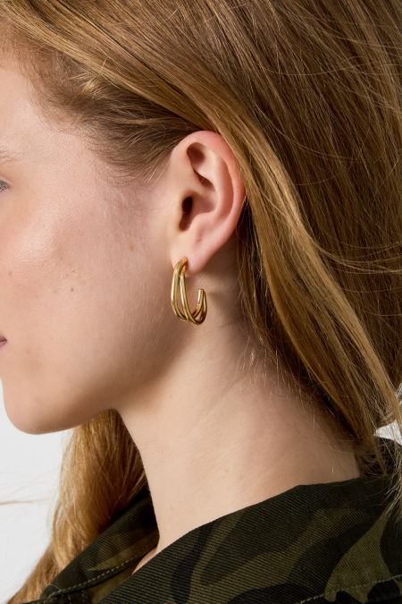 Boucles d'oreilles créoles en acier inoxydable, style simple et quotidien, collection de bijoux pour femmes 2