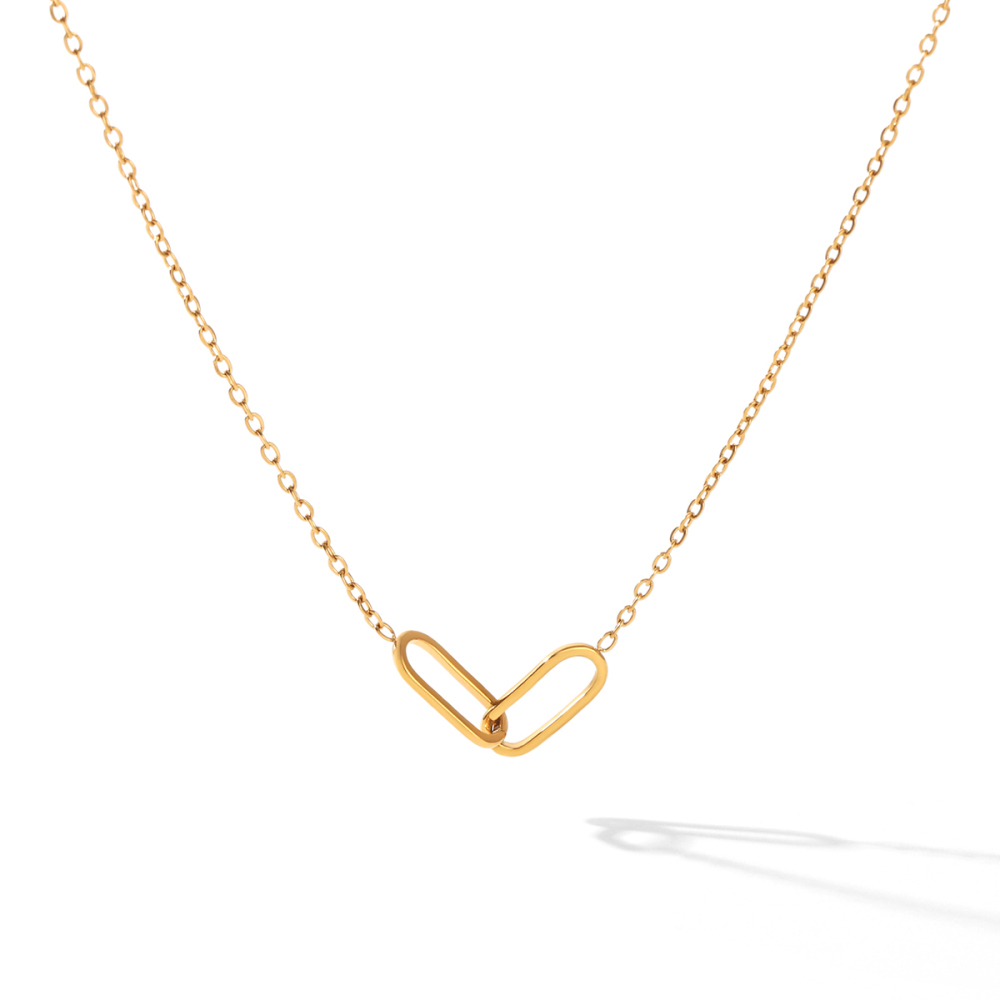 Colliers Pendentifs Pour Femmes En Acier Inoxydable Étanche, Forme Elliptique, Couleur Or 