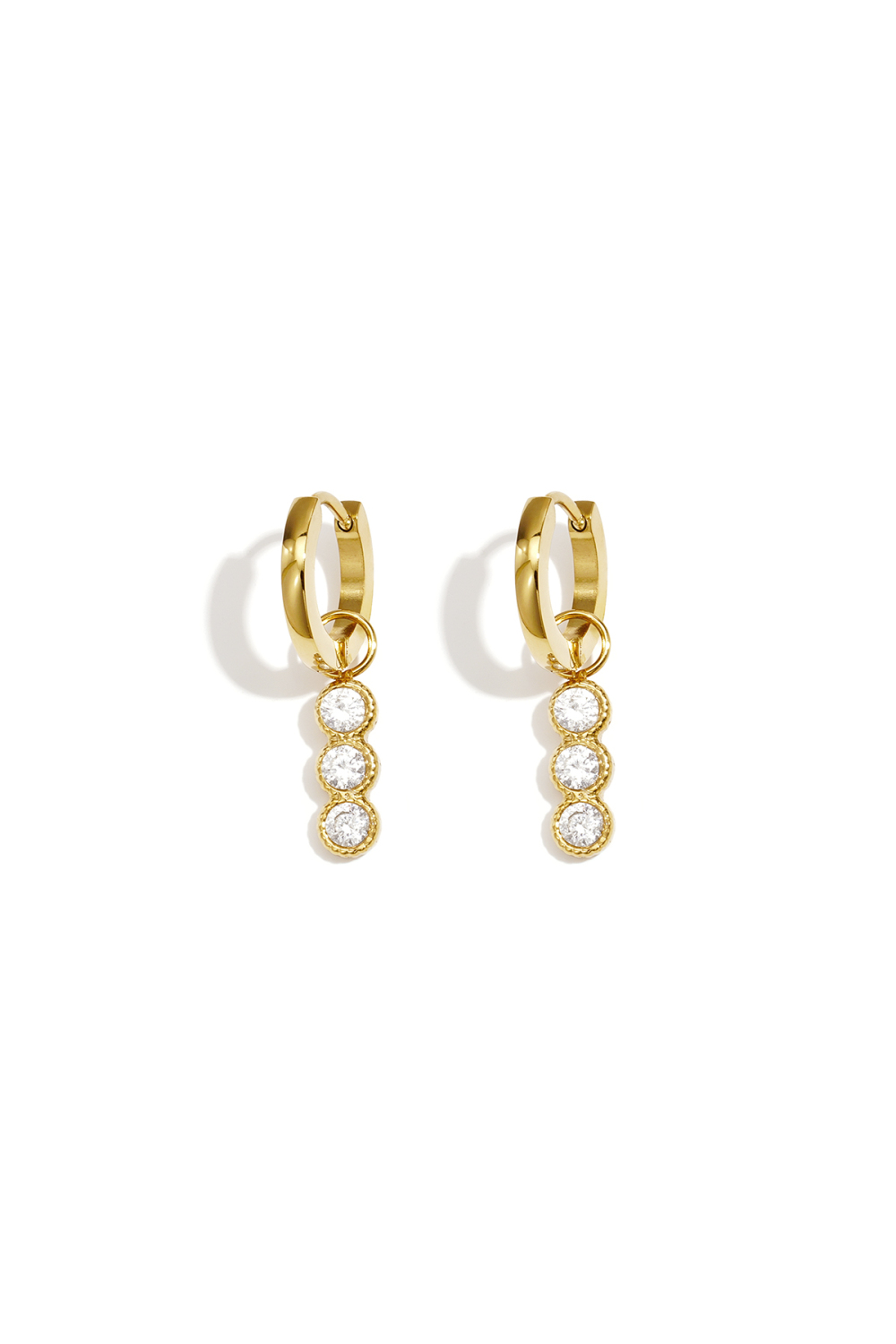 Boucles D'Oreilles Pendantes En Acier Inoxydable, Style Rond, Collection Daily Simple, Bijoux Pour Femmes