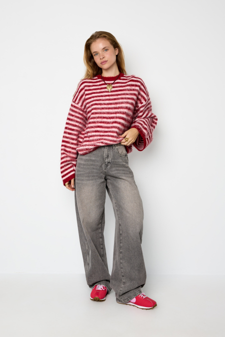 Pulls en maille de polyester (polyester) à rayures, vêtements automne/hiver