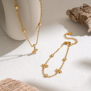 Colliers À Maillons Pour Femmes En Acier Inoxydable Doré Avec Zircon, Collection Simple Stover h5 Image4