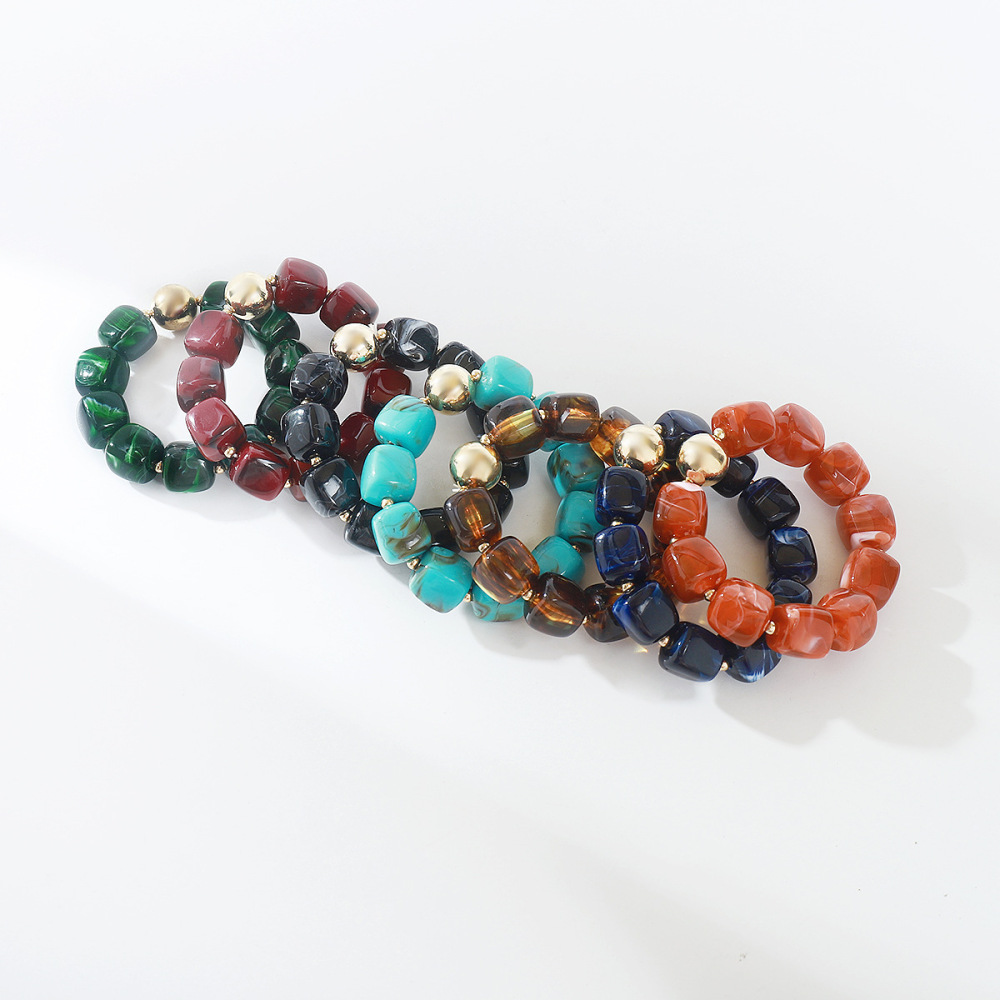 Bracelets Perlés Pour Femmes, Collection Simple Series, Style Rétro, Forme Irrégulière, En Résine Unie. Image5