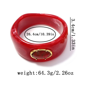 Bracelets Pour Femmes En Résine, Forme Elliptique, Style Rétro Et Irrégulier, Collection Simple h5 Image4
