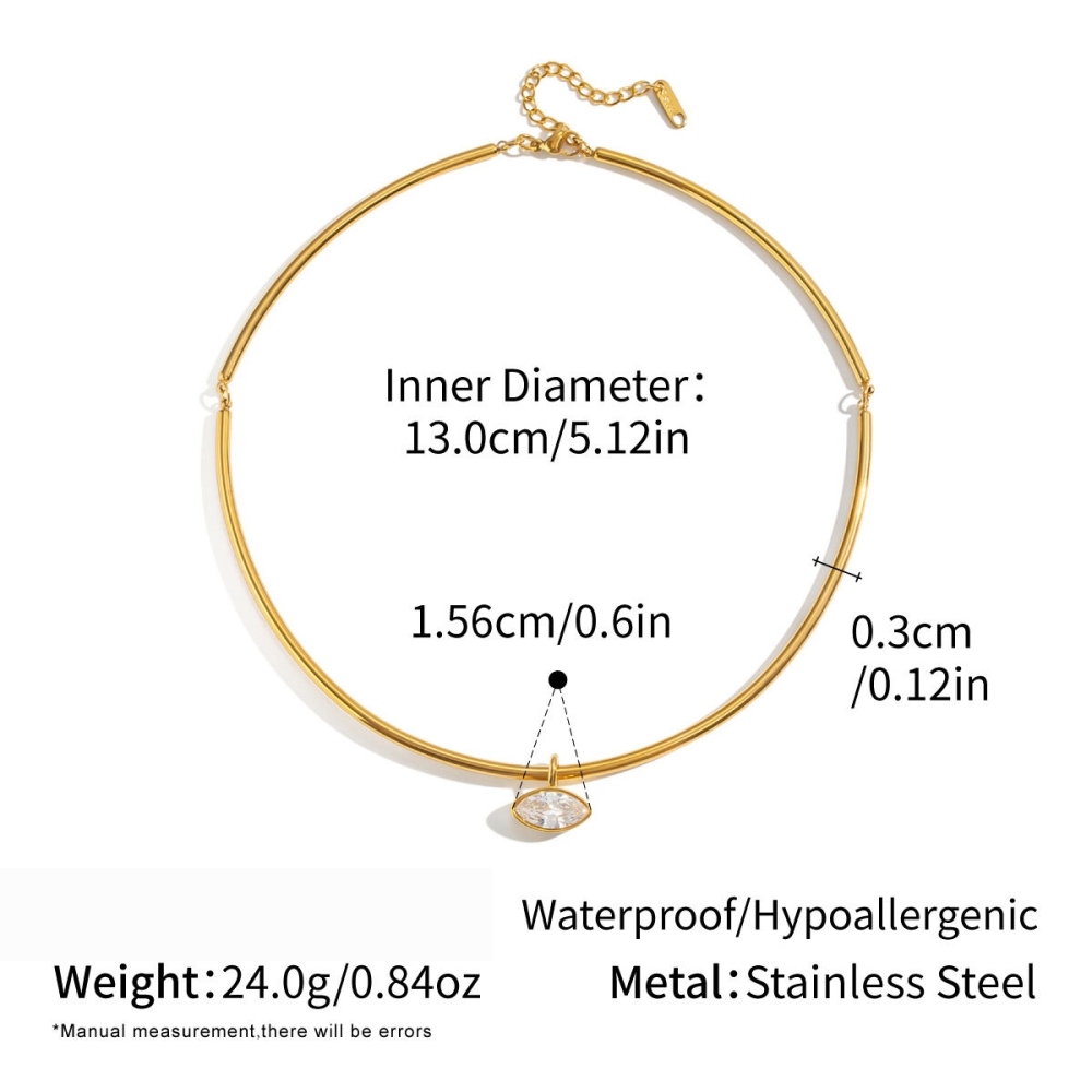 Colliers Pendentifs Pour Femmes En Acier Inoxydable De Forme Géométrique, Étanches, Couleur Or Et Zircon 