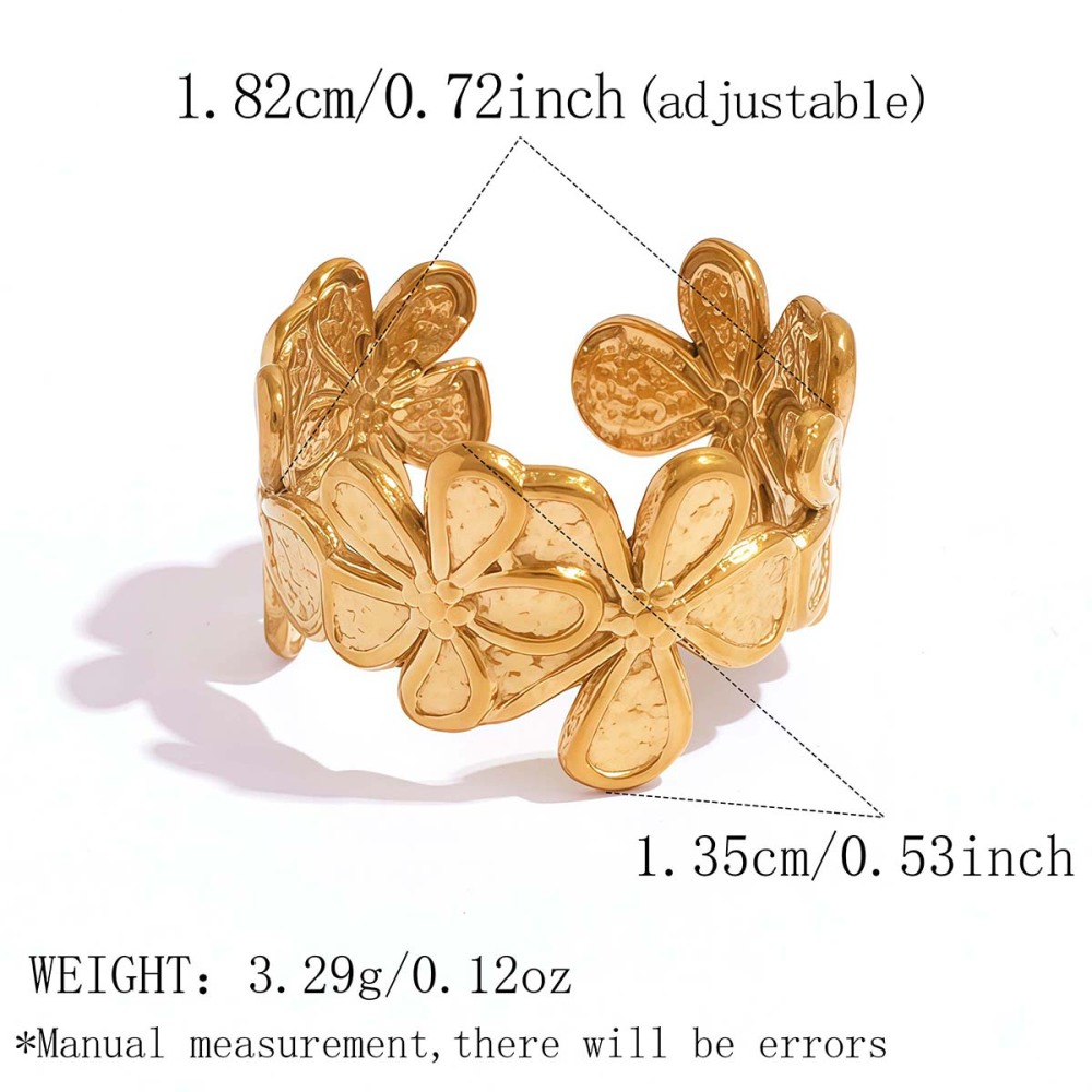 Bagues Tendance Simple Series Daily Flower En Acier Inoxydable Étanche Couleur Or 