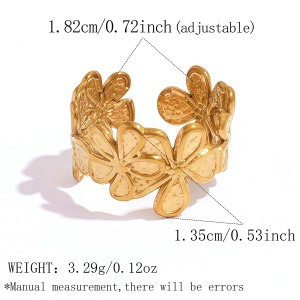 Bagues Tendance Simple Series Daily Flower En Acier Inoxydable Étanche Couleur Or h5 