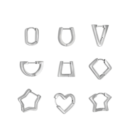 Boucles d'oreilles créoles pour femmes Simple Series Daily, forme irrégulière, en acier inoxydable, étanches.