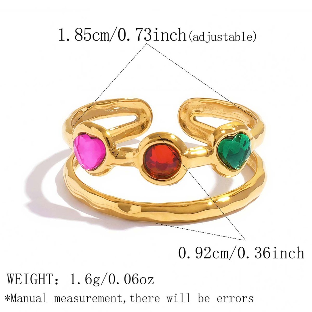 Bagues Simple Series Daily Forme Irrégulière Acier Inoxydable Étanche Couleur Or Zircon