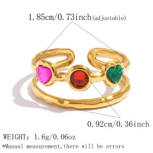 Bagues Simple Series Daily Forme Irrégulière Acier Inoxydable Étanche Couleur Or Zircon h5