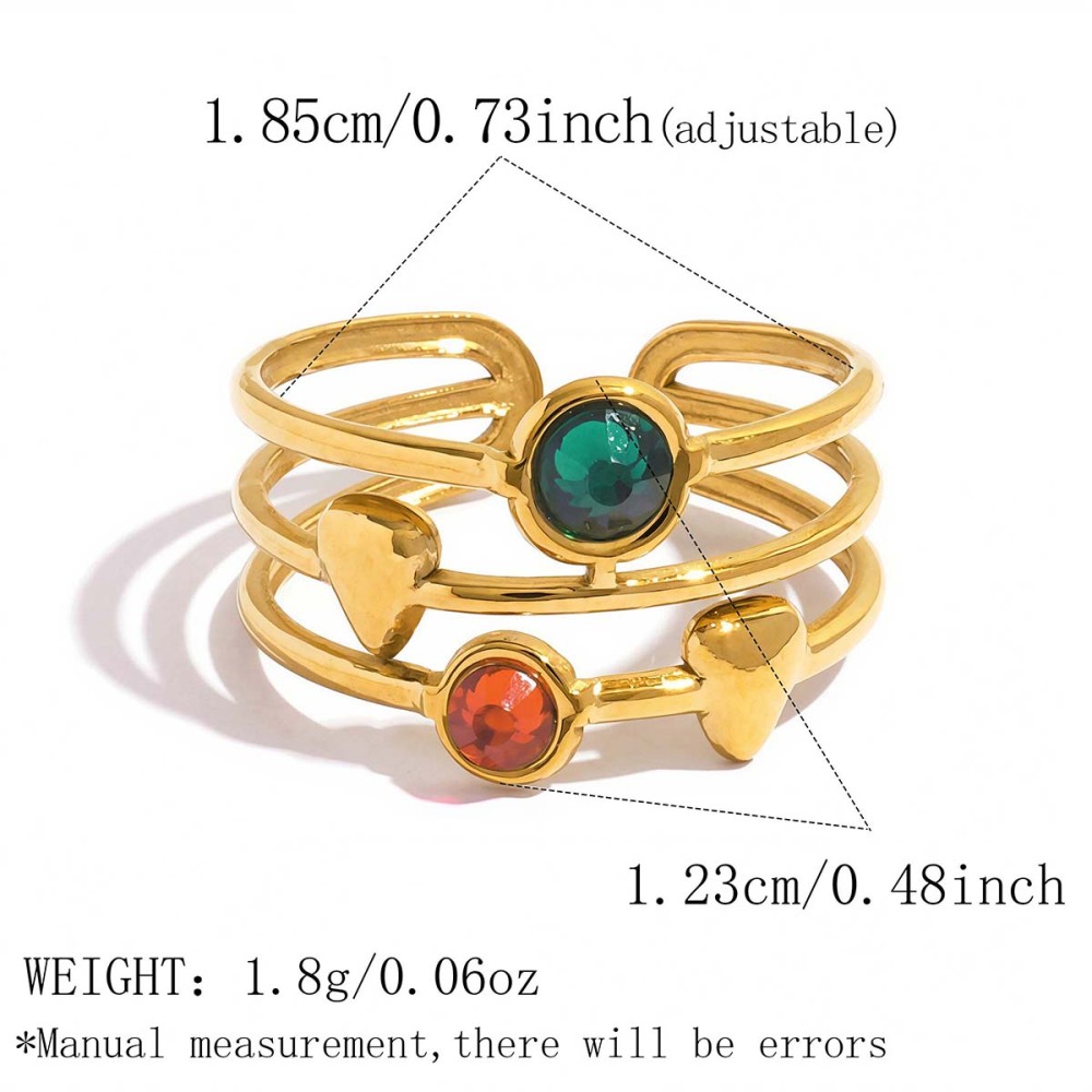 Bagues Simple Series Daily Forme Irrégulière Acier Inoxydable Étanche Couleur Or Zircon 