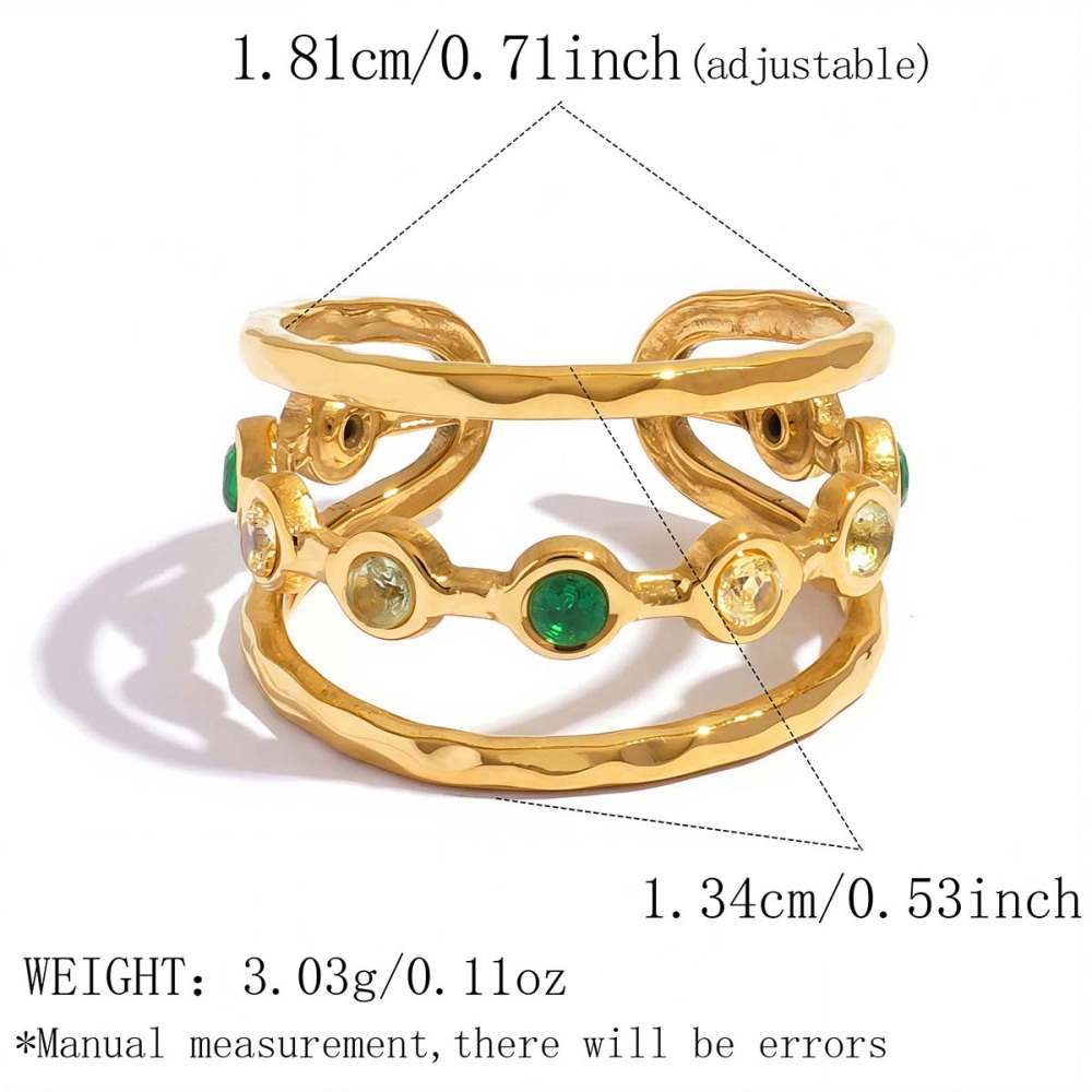 Bagues Simple Series Daily Forme Irrégulière Acier Inoxydable Étanche Couleur Or Zircon 