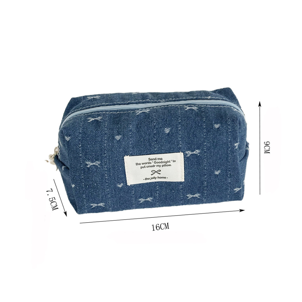 Trousses À Maquillage Pour Femmes En Denim Avec Nœud Papillon