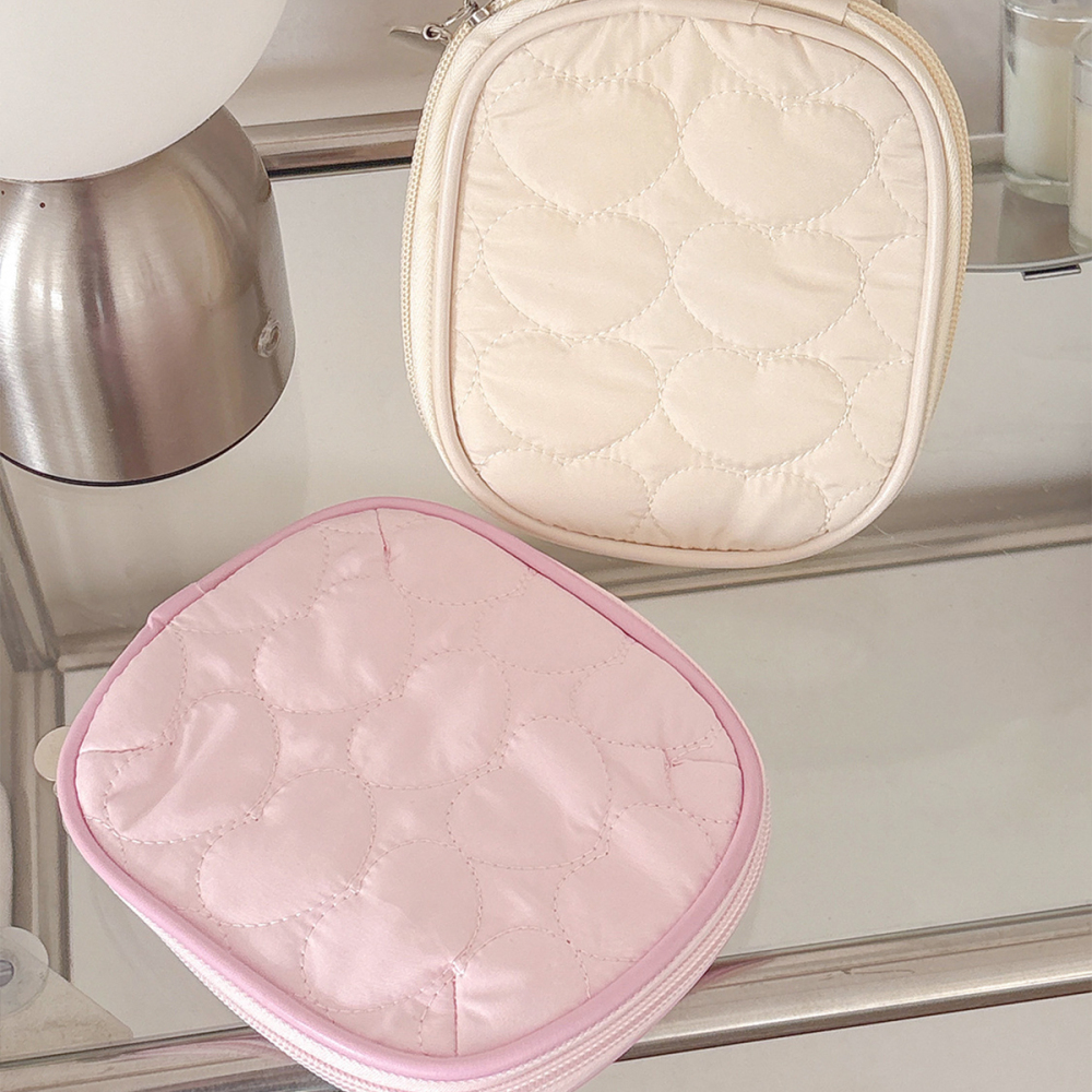 Trousses À Maquillage Pour Femmes En Polyester Uni Avec Motif Cœur Simple Image2
