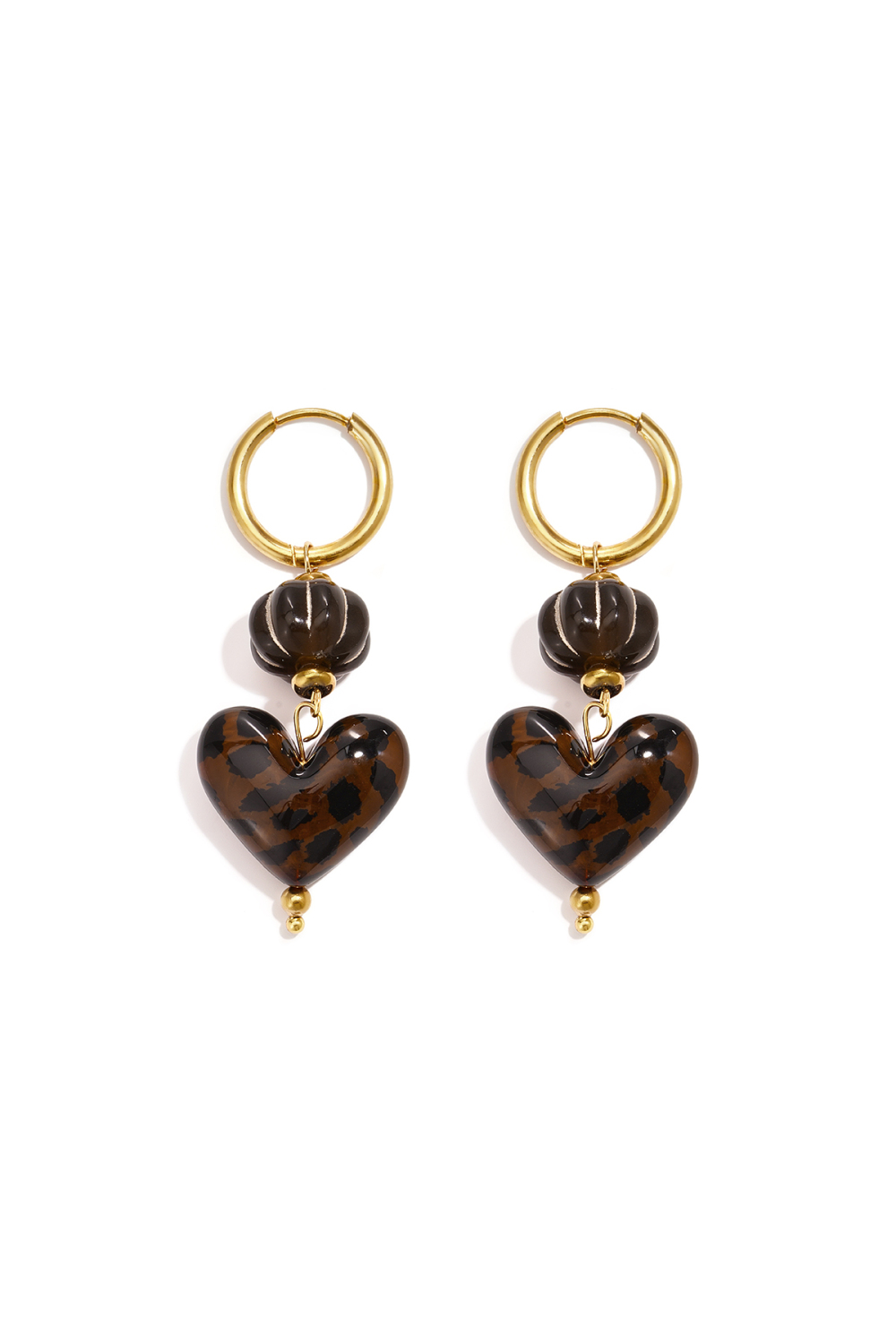 Boucles D'Oreilles En Perles D'Acier Inoxydable En Forme De Cœur, Collection Daily Simple, Bijoux Pour Femmes