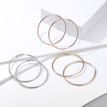 Boucles d'oreilles créoles pour femmes Simple Series Daily Circle en acier inoxydable étanche couleur or