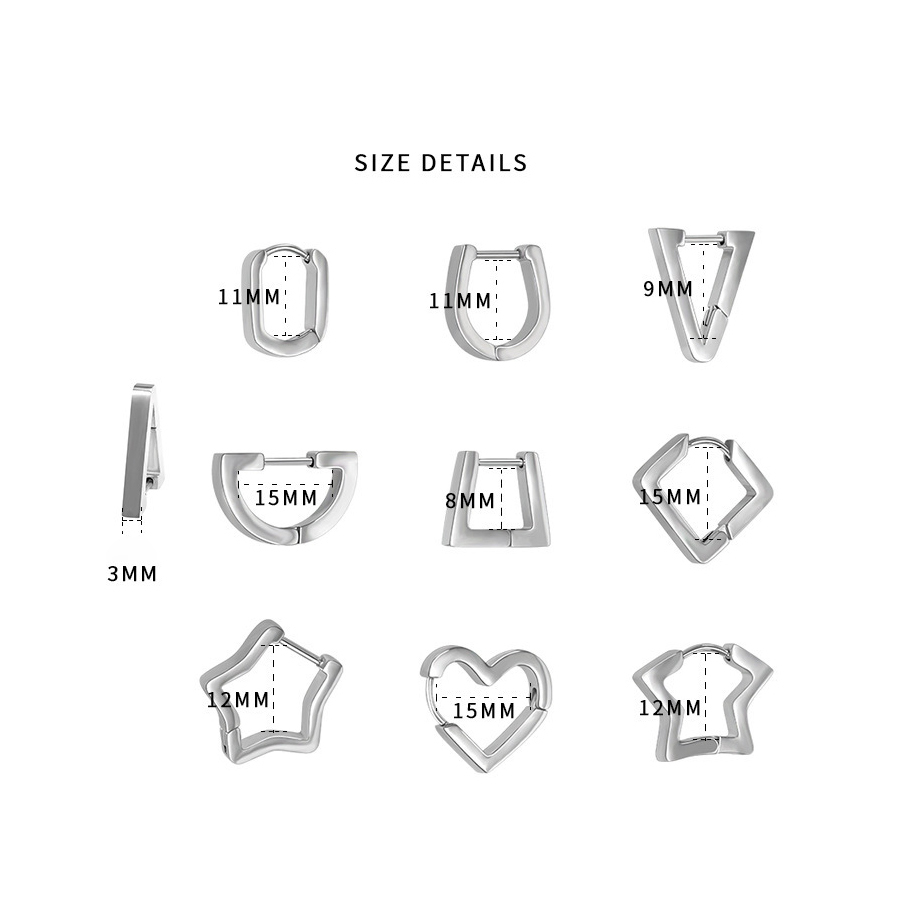 Boucles D'Oreilles Créoles Pour Femmes Simple Series Daily, Forme Irrégulière, En Acier Inoxydable, Étanches. Image2