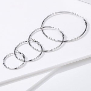 Boucles D'Oreilles Créoles Pour Femmes Simple Series Daily Circle En Acier Inoxydable Étanche Couleur Or h5 Image3