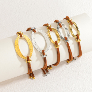 Bracelets Tressés Pour Femmes, Style Rétro, Forme Irrégulière, En Acier Inoxydable, Couleur Or, Étanches h5 Image2