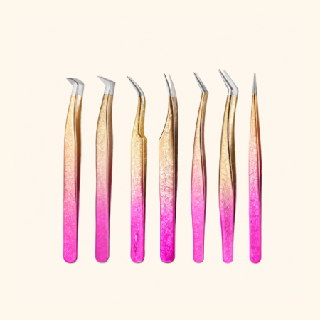 Pince à épiler Simple Series Daily Color Mixed Gradient en acier inoxydable pour faux cils