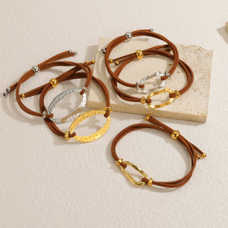 Bracelets tressés pour femmes, style rétro, forme irrégulière, en acier inoxydable, couleur or, étanches