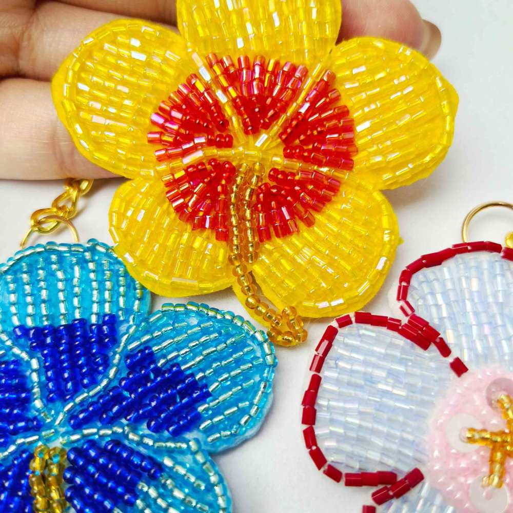 Porte-Clés En Perles De Rocaille Tissées, Couleurs Assorties, De La Série Simple Daily Flower Beads Image4