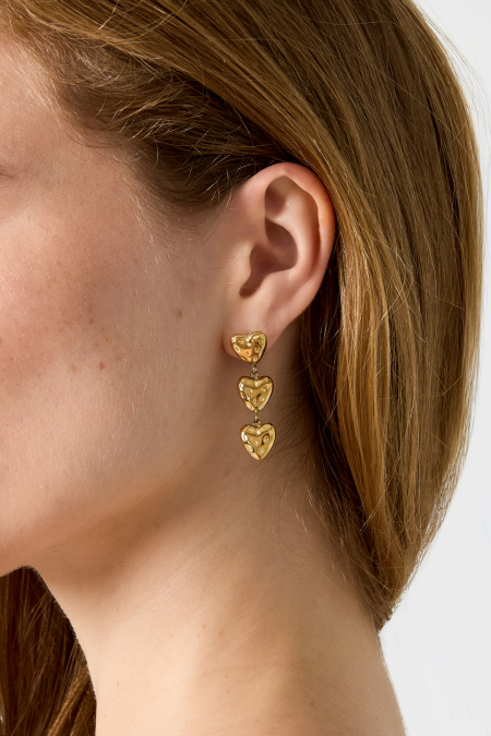 Boucles d'oreilles pendantes en acier inoxydable en forme de cœur, collection Simple Daily Simple, bijoux pour femmes 2