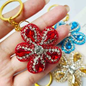 Porte-Clés Luxueux Daily Flower En Alliage Multicolore Et Strass, Collection Daily Flower h5 Image3
