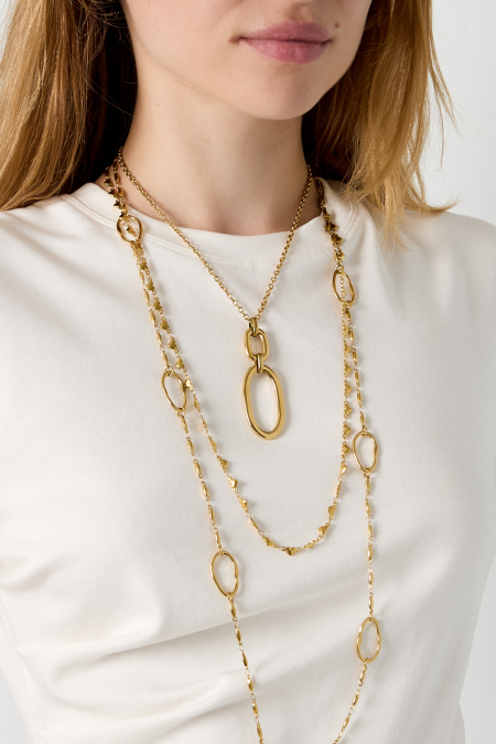Colliers pendentifs en acier inoxydable, forme elliptique, collection Simple Daily Simple, bijoux pour femmes 2