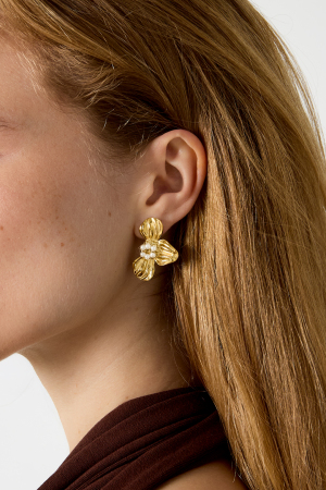 Boucles D'Oreilles Puces En Acier Inoxydable, Motif Floral, Collection Romantique Décontractée Pour Le Quotidien, Bijoux Pour Femmes h5 Image2