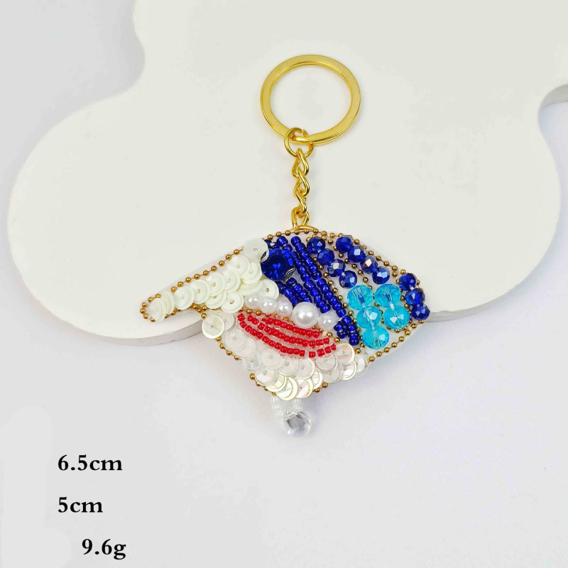 Porte-Clés En Perles De Rocaille, Style Océanique, Floral, Animal Et Nourriture, Couleurs Mélangées, Tissé, Avec Oiseaux, Coquillages Et Teckel. 