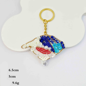 Porte-Clés En Perles De Rocaille, Style Océanique, Floral, Animal Et Nourriture, Couleurs Mélangées, Tissé, Avec Oiseaux, Coquillages Et Teckel. h5 