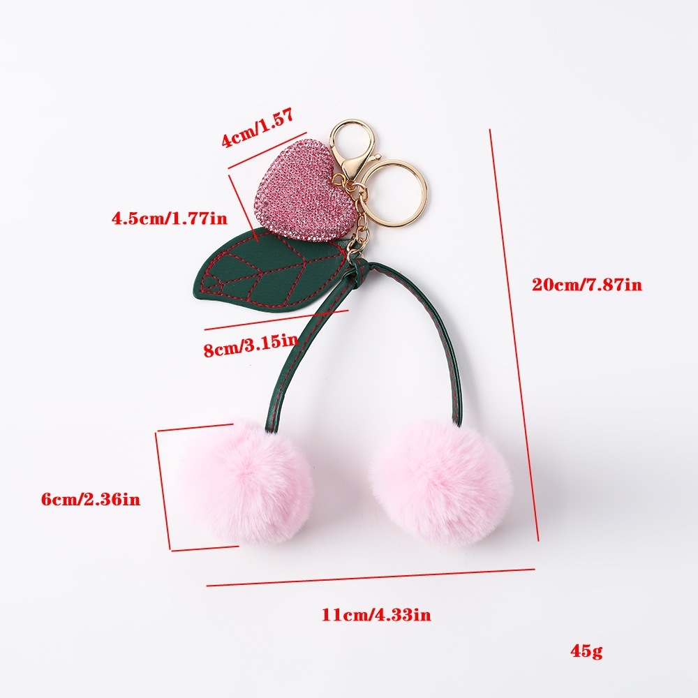 Breloques De Sac Quotidiennes En Forme De Cœur, Feuille, Cerise Et Strass Pu, Collection Simple Series h5Image4