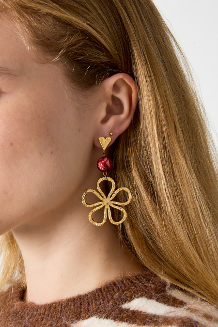 Boucles D'Oreilles Pendantes En Acier Inoxydable, Motif Fleur, Collection Daily Simple, Bijoux Pour Femmes 2