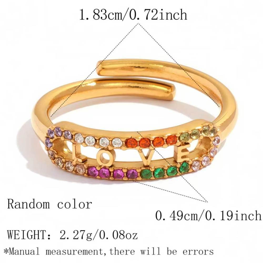 Bagues En Acier Inoxydable Étanches, Couleur Or, Strass, Collection Simple Series Daily Letter 