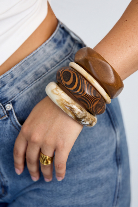 Bracelets en bois de forme irrégulière, collection Simple Daily Simple, bijoux pour femmes 2